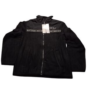 DKNY Sport Black Fleece Zip Jacket Boys M 10–12 Full Zip, Pockets, Warm Layer